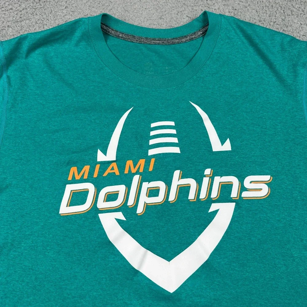 Miami Dolphins Nike Dri-Fit T-Shirt Mens XL Aqua Crewneck Football Performance‎